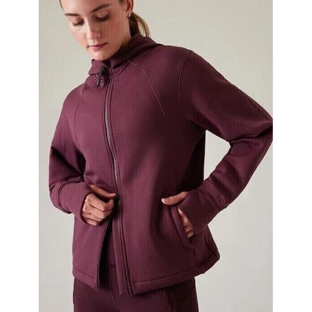 Athleta Altitude Polartec Jacket Womens M Full Zip Performance Hoodie Aubergine